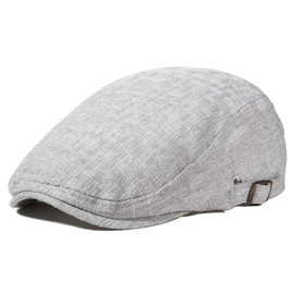 Gisdanchz Faux Linen Flat Cap Unisex Summer Adjustable Folding Cap Summer Hat, lightgrey, 56 - 60