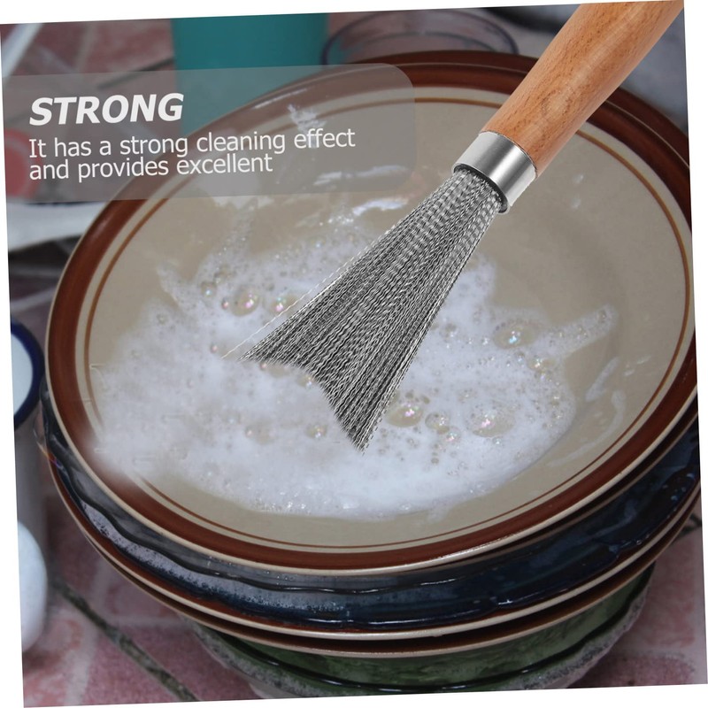 Kisangel 2pcs Cookware Washing Brush Stainless Steel Scrub Brush Pot