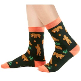 HAPPYPOP Funny Bear Gifts for Bear Lovers Bear Socks for Women Men, Funny Silly Gifts for Him Her Mom Dad