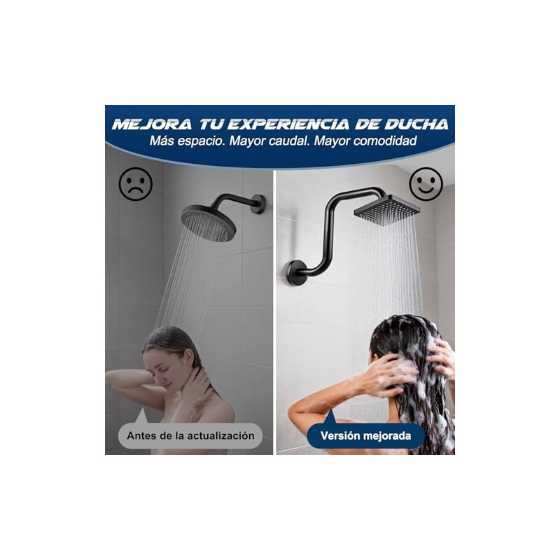 Brazo y Chapetón de Acero Inoxidable para Regadera de Ducha