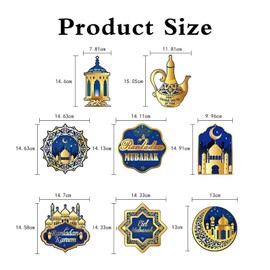 8 Pcs Ramadan Mubarak Decorations, Eid Mubarak Hanging Black Gold Swirl Star Moon Lantern Ceiling Foil for Eid Al-fitr Party Holiday Decorations Supplies