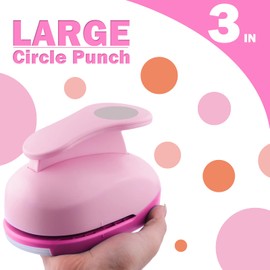 Circle Punch 3 Inch Craft Hole Paper Punch Pink - Large 75mm Circle Hole Round Punchers for Cardstock, Gift Wrapping, Greeting Cards and Scrapbook