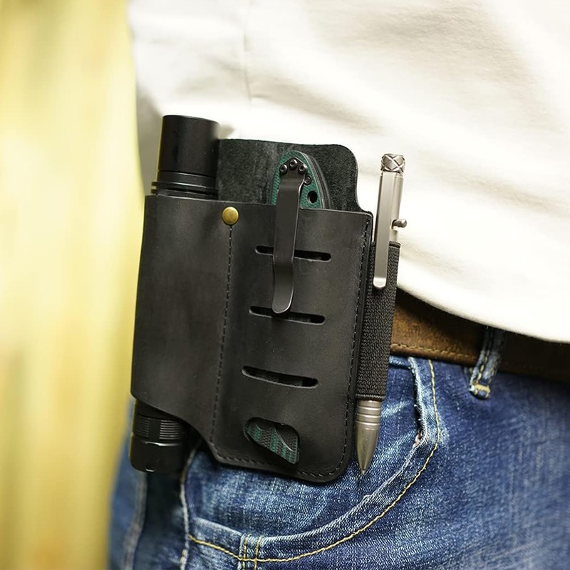 VIPERADE PJ15 Multitool Sheath for Belt, Leather Flashlight Holster, EDC
