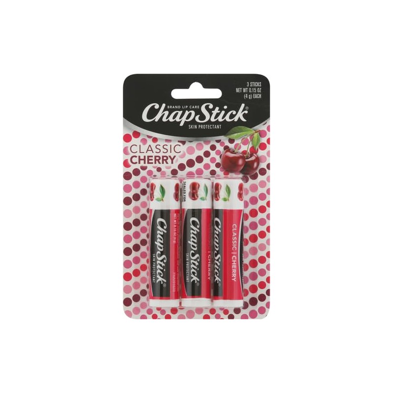 ChapStick Classic (3 Sticks) Cherry Flavor Skin Protectant Flavored Lip