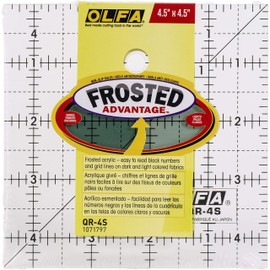 Olfa 1-Piece Acrylic Quilt Ruler, 4.5x4.5 inches, Transparent