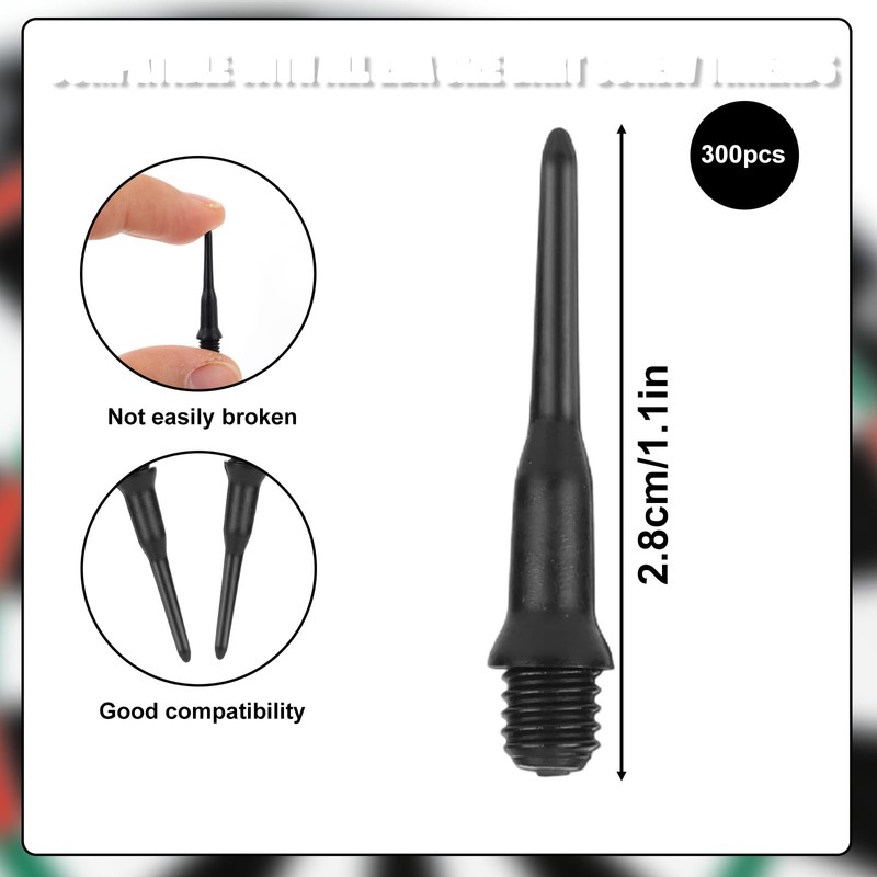 Penitue 300pcs 2BA Thread Soft Tip Dart Points, Plastic Dart