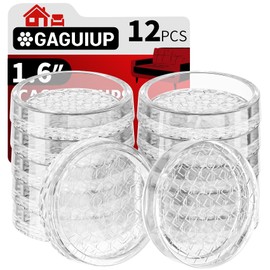 1.6"x1.6" Round Rubber Furniture Caster Cups, 12 PCS Furniture Coasters for Carpet - Clear Non Slip Furniture Pads with Grip, Carpet Protector for Furniture Legs - Protect Any Flooring