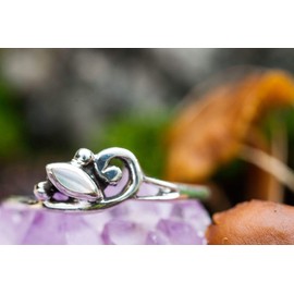 Windalf Elina Delicate Women's Ring 5 mm Mother of Pearl Vintage 925 Sterling Silver, Silver, Mother of Pearl