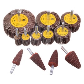 AOKLIT 12 Pcs 80 Grit 1/4inch Abrasive Flap Wheel Sander Set,Aluminum Oxide Flap Wheels Cylindrical Cone Shape Sanding Wheel for Remove Rust and Weld Burr