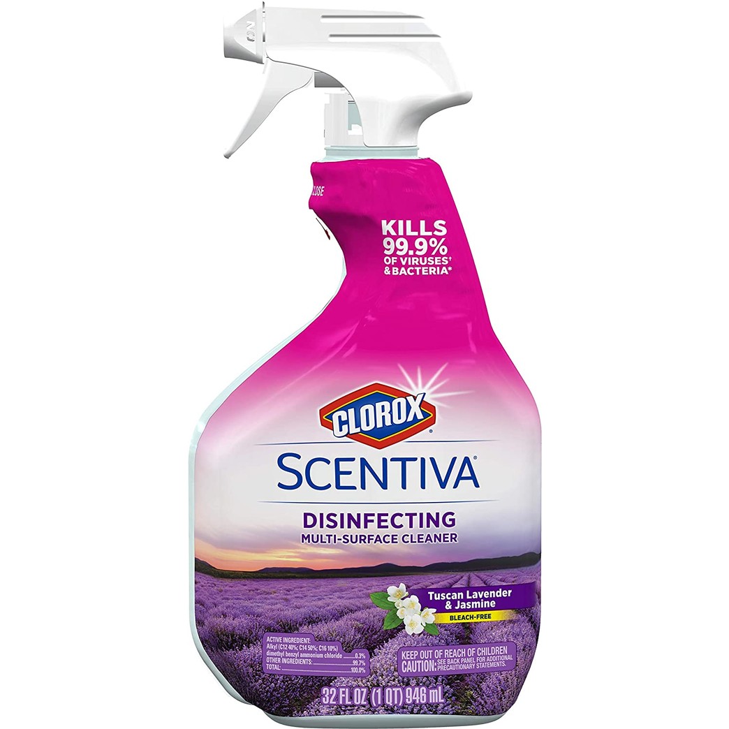 Clorox Scentiva Multi Surface Cleaner, Spray Bottle, Bleach Free, Tuscan Lavender & Jasmine, 32 Ounces (31387) (Pack of 6)