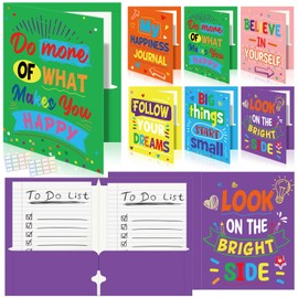 Cinrobiye 24 Pack Inspirational 2 Pocket Folders with 32 Name Labels, Decorative Motivational Letter Size Kids Folders File with Pockets for Office Home Homework Documents Storage Organizer