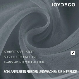 Joydeco Gardinen mit Ösen Transparente 2er Set, Optik Gardine Voile Ösenvorhang Ösenschal Durchsichtig Vorhang für Schlafzimmer Wohnzimmer Schlaufenschal (Grau, 2xH245xB140)