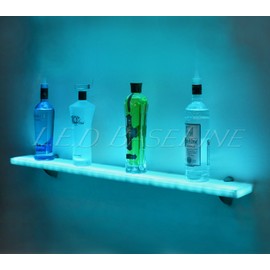 Floating Wall Lighted Liquor Bottle Display Shelf with LED Color Changing Lights 28"