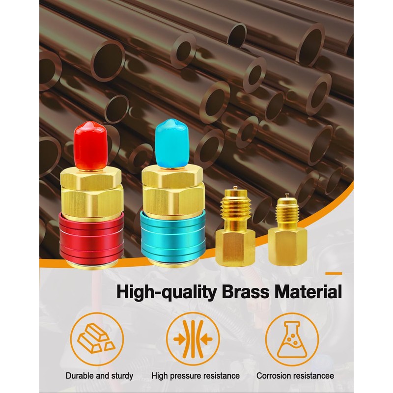 Vaticas Quick Couplers Connectors Kit Replace R1234YF, AC Adapter Self