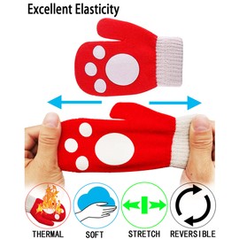 SIERLIKY Warm Magic Gloves 8 Pairs for Children, Kids Full Finger Knitted Stretchy Anti-slip Winter Glove for Boys and Girls, A (1 to 4 Years Old), 1 to 4 years old