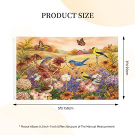Abucaky Rural Flowers Birds And Butterflies Flag 3x5 Ft Country Sunset Sunflowers And Cardinals Decorative Banner Durable Polyester Flag For Home Outdoor Indoor