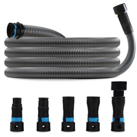 Upgraded 1 1/4 Inch x 17 Ft. Dust Collection Hose for Home and Workshop Vacuums with 5 Fittings/Adapters for Multiple Brands of Power Tools and Sanders