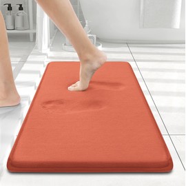Smiry Memory Foam Bath Mat 24x16, Extra Soft and Absorbent Bathroom Mats, Non Slip Washable Carpet for Floor, Shower and Tub, Coral