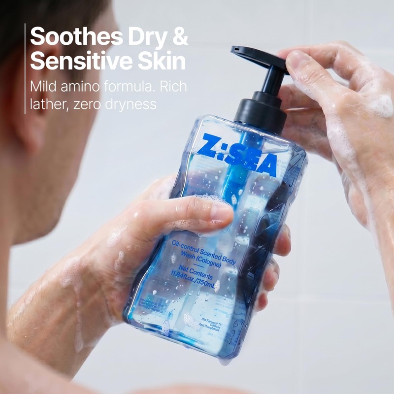 Z:SEA Men's Body Wash with Scent Release Chamber, Long Lasting