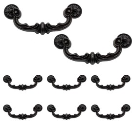 Biaungdo 8 Pcs 151mm/6 Hole Center Pull Handles, Zinc Alloy Rustic Vintage Style Drop-Down Bail Swing Dresser Pull Handle Antique Drawer Handles for Kitchen, Cabinet (7.3" Total Length)