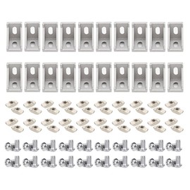 3030 Series Aluminum Profile Connector Set, 20pcs 20 Extrusion Corner Bracket with 40pcs M6x10 T Nuts Screw Bolts for 3030 Aluminum Extrusion Profiles Rail Accessories