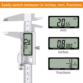 Neoteck Digital Caliper 7.9 inches (200 mm) Stainless Steel 3 Units Zero Resettable Outer Diameter Measurement Inner Diameter Measurement Step Measurement