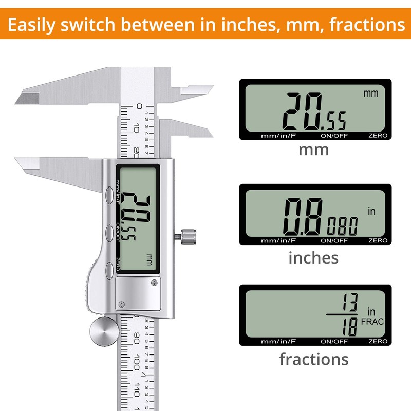 Neoteck Digital Caliper 7.9 inches (200 mm) Stainless Steel 3