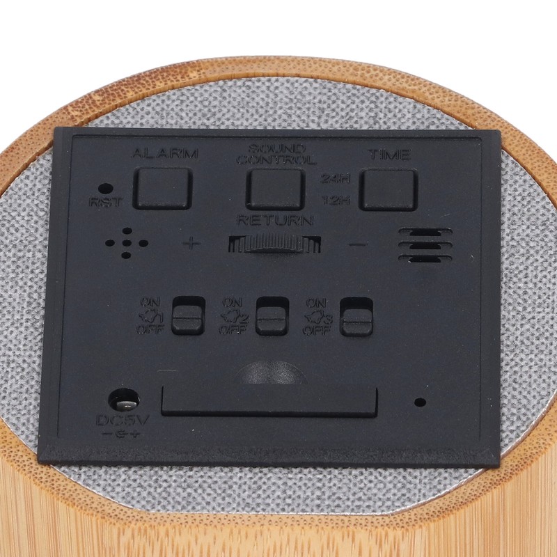Digital Alarm Clock Round LED Voice Control Brightness Adjustable 12h