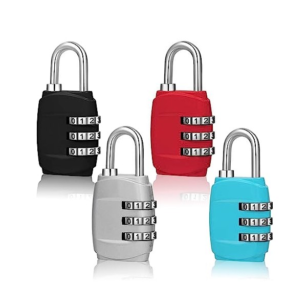 4pcs Combination Locks,3 Security Combination Padlock Waterproof Code Padlock for School Gym Locker Outdoor Combination Lock for Shed,Fence,Backyard