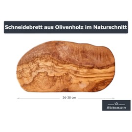 Küchenmaster Olive Wood Chopping Board, Natural Cut, Serving Board, Steak Board, Antipasti Board, Snack Board, Bread Board, Olive Wood Board (36-38 cm)