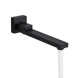 DEOLER Tub Spout, Matte Black 1/2 NPT Thread Square Tub 180° Swivel Bathroom Folding Spout Bathtub Faucet Shower System Set Wall Mounted Shower Mixer Water Outlet