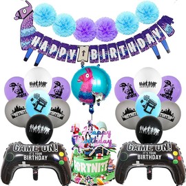Birthday Party Supplies For Game Fans, Video Gaming Party Accessories, Birthday Party Supplies Game Fans Set, Banner ,Balloons,With Confetti Balloons, Boys And Grils Gamer Birthday Party Decorations