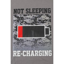 Boys Not Sleeping Just Recharging Grey Red Pyjamas, Grey, Red