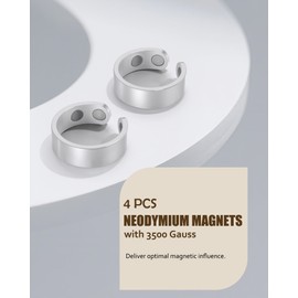 Jecanori 2 Magnetic Rings for Men and Women, Adjustable 99% Copper Ring with 4 Magnets in Gift Box