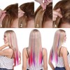 10Pcs 20" Rainbow Color Straight Hair Extensions Clip in Multi-Color