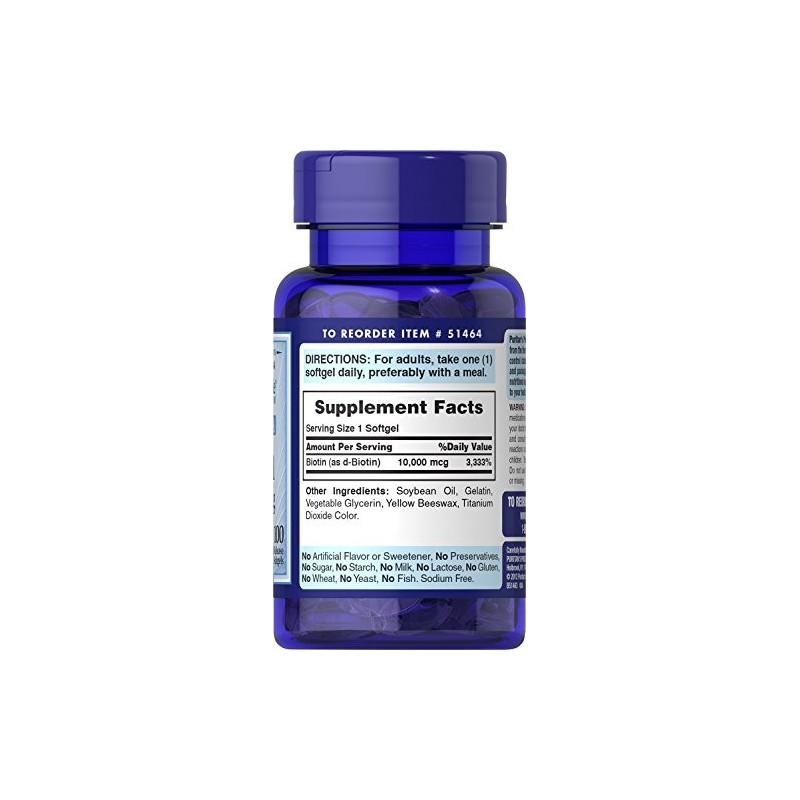 Puritan's Pride Biotin 10,000 Mcg 50 Softgels