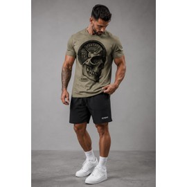 Gymish Lifestyle Skull Plate Gym Shirt for Men, Deadlift Weightlifting Tee