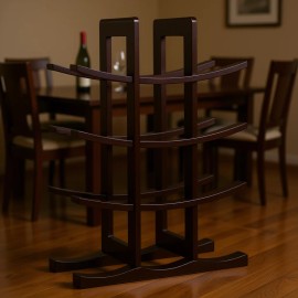 Bamboo Wine Rack 12 Bottle Dark Espresso Modern Design Durable Home FurnitureSKU: WR1132