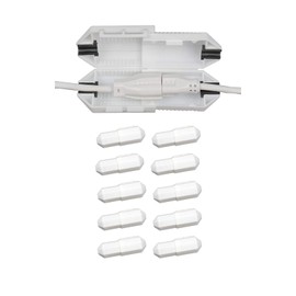 CordSafe Outdoor Extension Cord Safety Cover – Weather resistant, Durable Plug Protector, Indoor & Outdoor Use – Electrical Cord Connection for Holiday and Patio String Lights, Power Tools, White 10PK