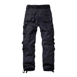 TRGPSG Men's Ripstop Wild Cargo Pants Multi-Pocket Military Army Camo Casual Work Combat Trousers 5335 Black 36