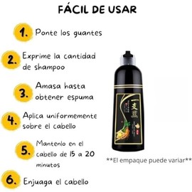 Shampoo Tinte Negro Cubre Canas 3 en 1 para Hombre y Mujer - Hair Dye Shampoo Black para Teñir Cabello en Casa Sin Amoniaco, Color Negro Natural Durad