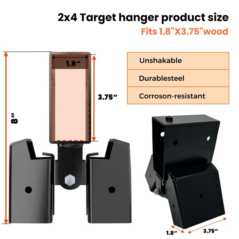 2 PCS 2x4 Target Stand Brackets,Heavy Duty Steel A-Frame Swing