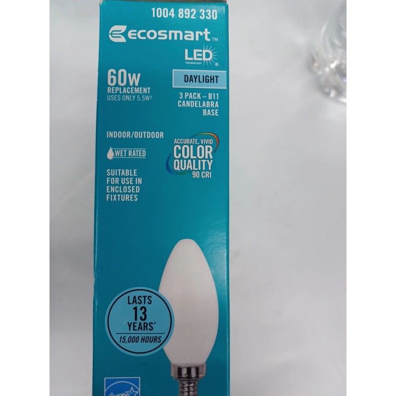 EcoSmart 60-Watt Equivalent B11 Dimmable Frosted Glass LED Bulb Daylight