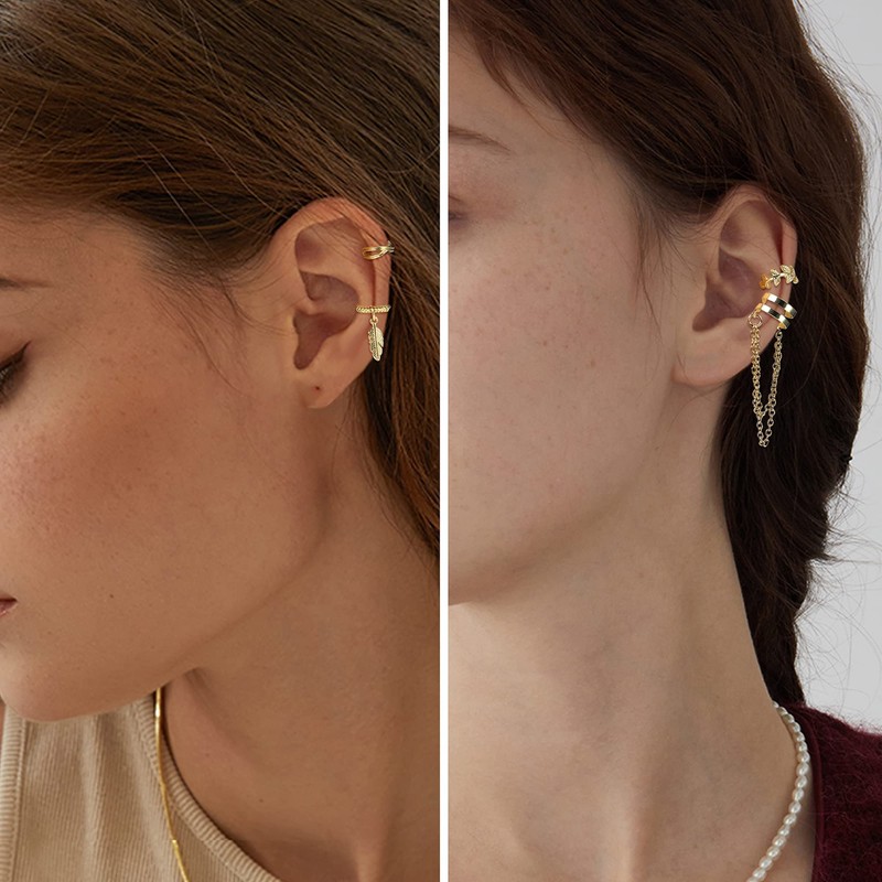 Adramata 32Pcs Adjustable Gold Ear Cuff Non Piercing Ear Cuff