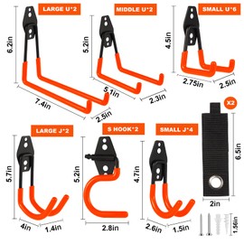 ZexHok Garage Hook Heavy Duty Wall Storage Hangers, 20 Pack Garage Storage Hooks Steel Tool Orange for Ladders, Ropes, Garden Tools