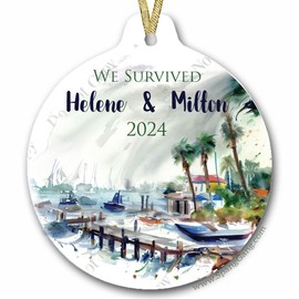 2024 Hurricane Helene and Milton | Christmas Ornament | Hurricane Souvenir | Florida Strong Memory | Gift for Floridian Gift for FL Neighbor | We survived Hurricane Milton | Dock Bay FL