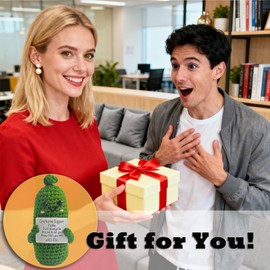 Mini muñecas de pepino de ganchillo con tarjeta positiva, divertida tarjeta de sujeción de muñeca para apoyo emocional, lindo pepino es para regalos de cumpleaños, regalo ideal para amigos, hermana