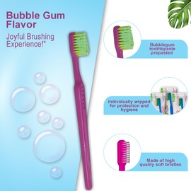 READYBRUSH JR 30 Reusable Prepasted Kids Toothbrushes with Bubblegum Flavor Toothpaste in the bristles- Bulk Toothbrushes Individually Wrapped - Travel Toothbrush for School, Camp, etc Made in the USA