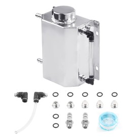 TomGoo Universal 1.5L Radiator Coolant Overflow Tank,Recovery Coolant Bottle,Polished Aluminum(Silver)