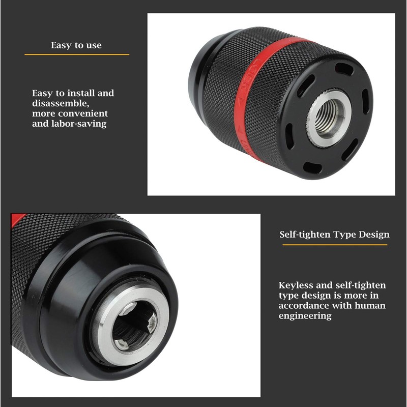 Drill Chuck，1/2-20UNF Mount 2~13mm Keyless Hand Drill Chuck Self-Tighten Drill